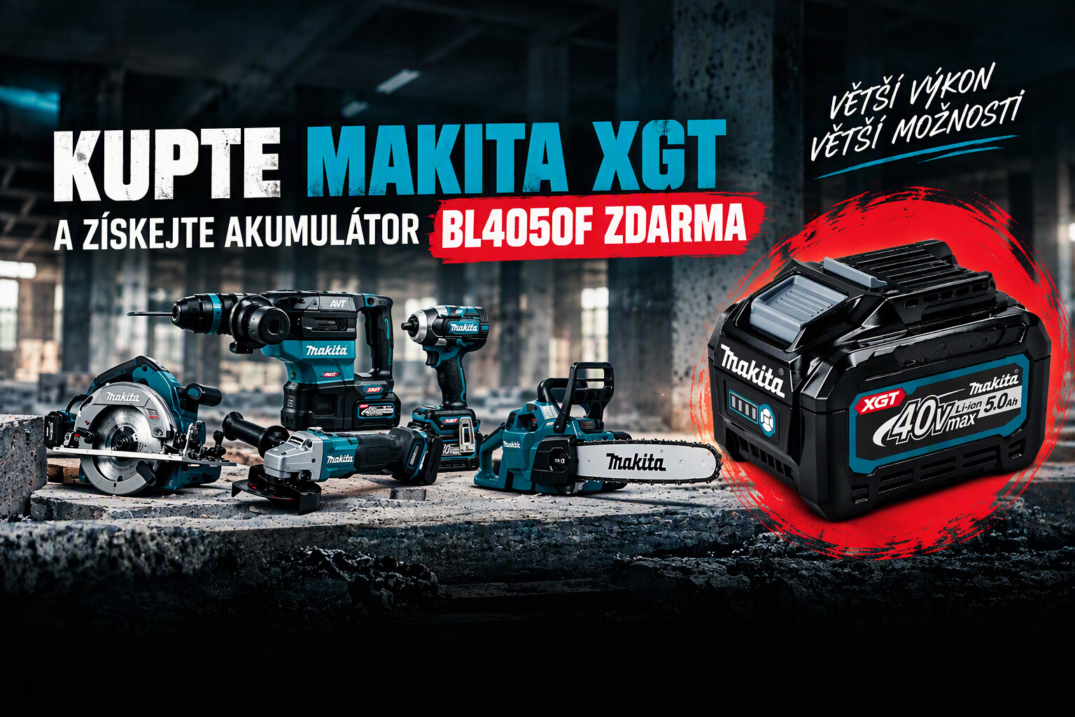 Akumulátor Makita XGT zdarma