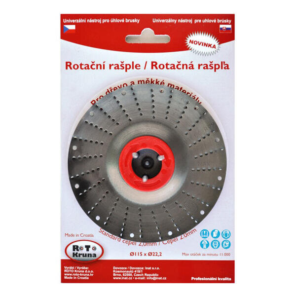 Rašple rotační lehká 115mm - 2,0mm