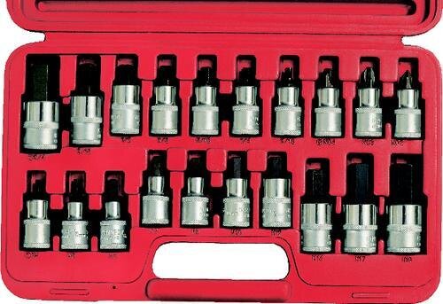 Sada hlavic 1/2" imbus metrika + palec - 20 dílů